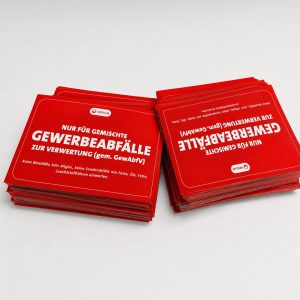 Siebdruckaufkleber für die Fraktion Gewerbeabfälle