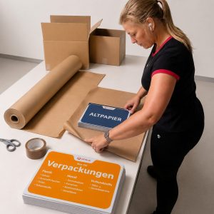 Verpacken von Aufkleber für den Versand