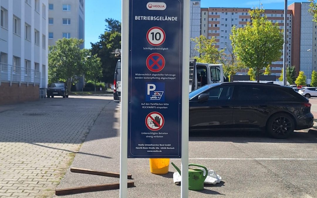 Werbestele für die Veolia Umweltservice Nord GmbH in Rostock
