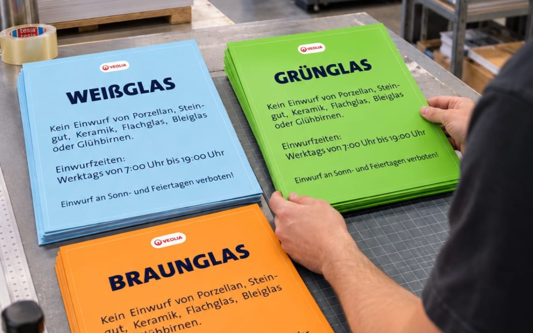 Braun-, Grün und Weißglas Aufkleber